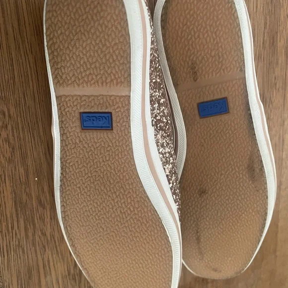 Kate Spade Keds Rose Gold Glitter Sneakers with Pink Satin Laces Size 6.5 - Picture 7 of 9